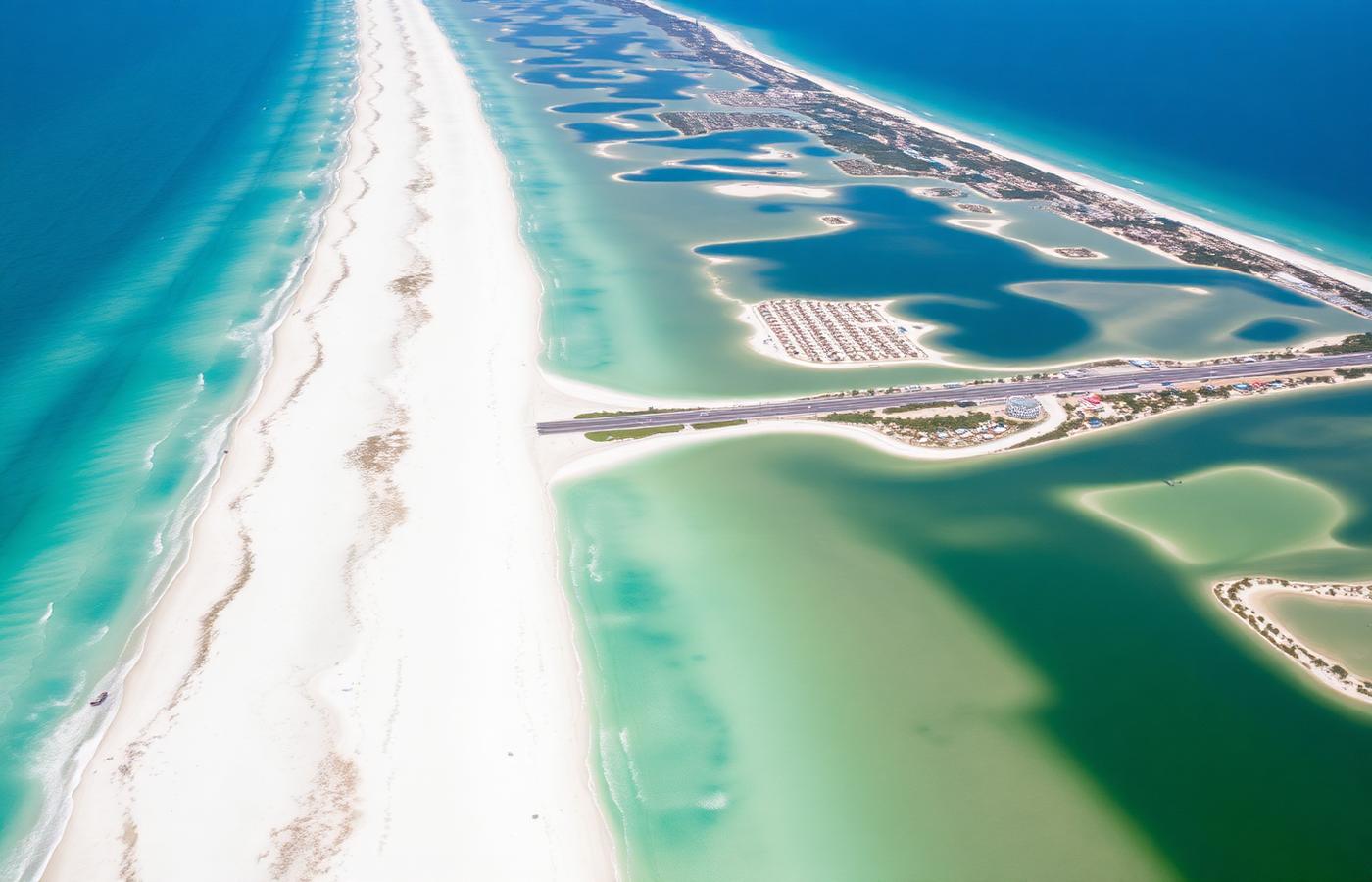 Aerial view of the 30A coastline and dune lakes